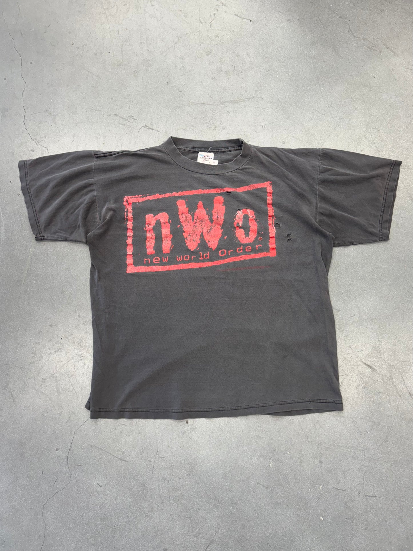 1998 NWO NEW WORLD ORDER FADED TEE (ALL AMERICAN WEAR TAG)
