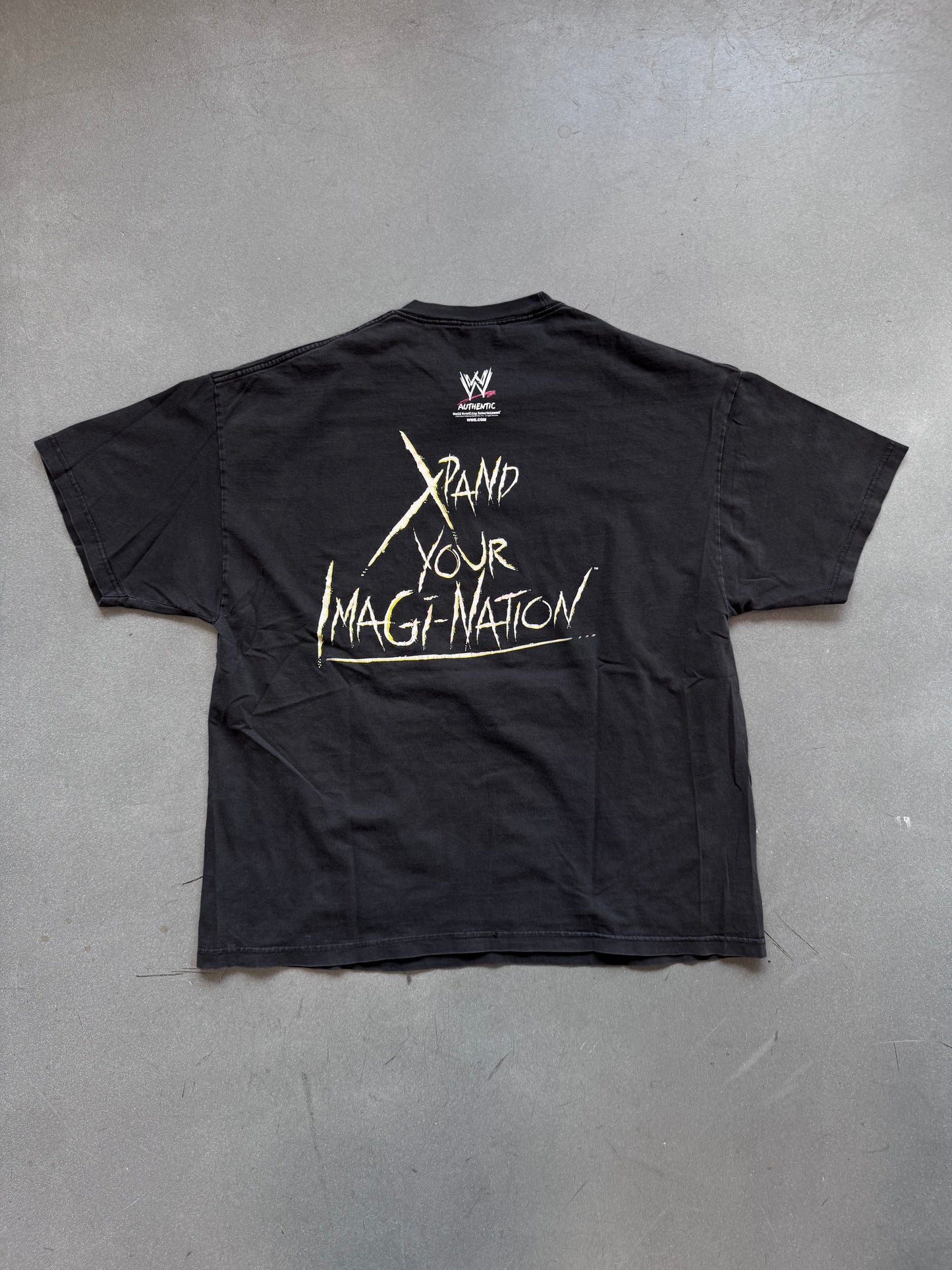 2002 WWE JEFF HARDY GLOW IN THE DARK XPAND YOUR IMAGI-NATION TEE (DIAMOND STAR TAG)