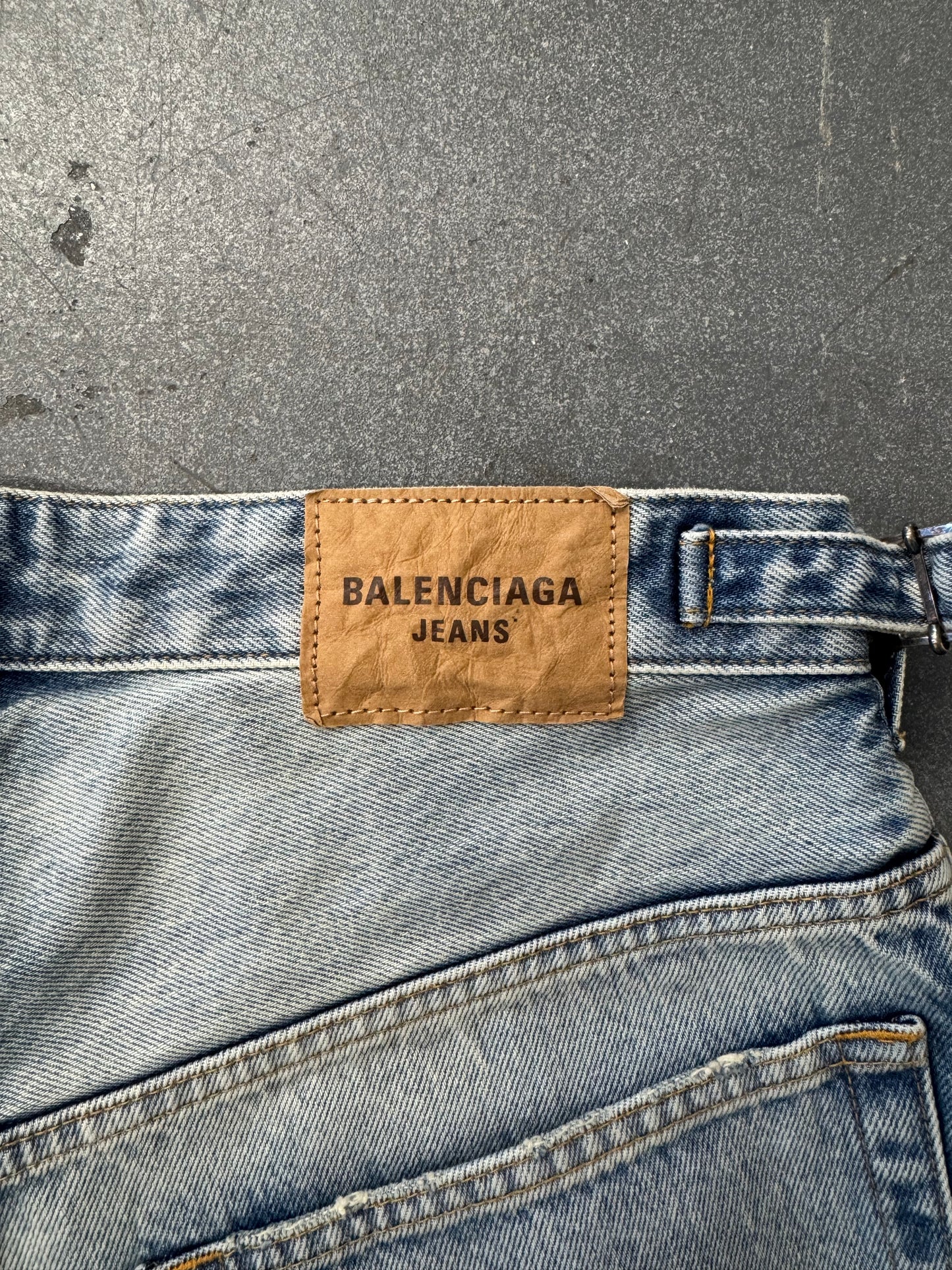 BALENCIAGA SKATER WIDE-LEG DISTRESSED DENIM SHORTS