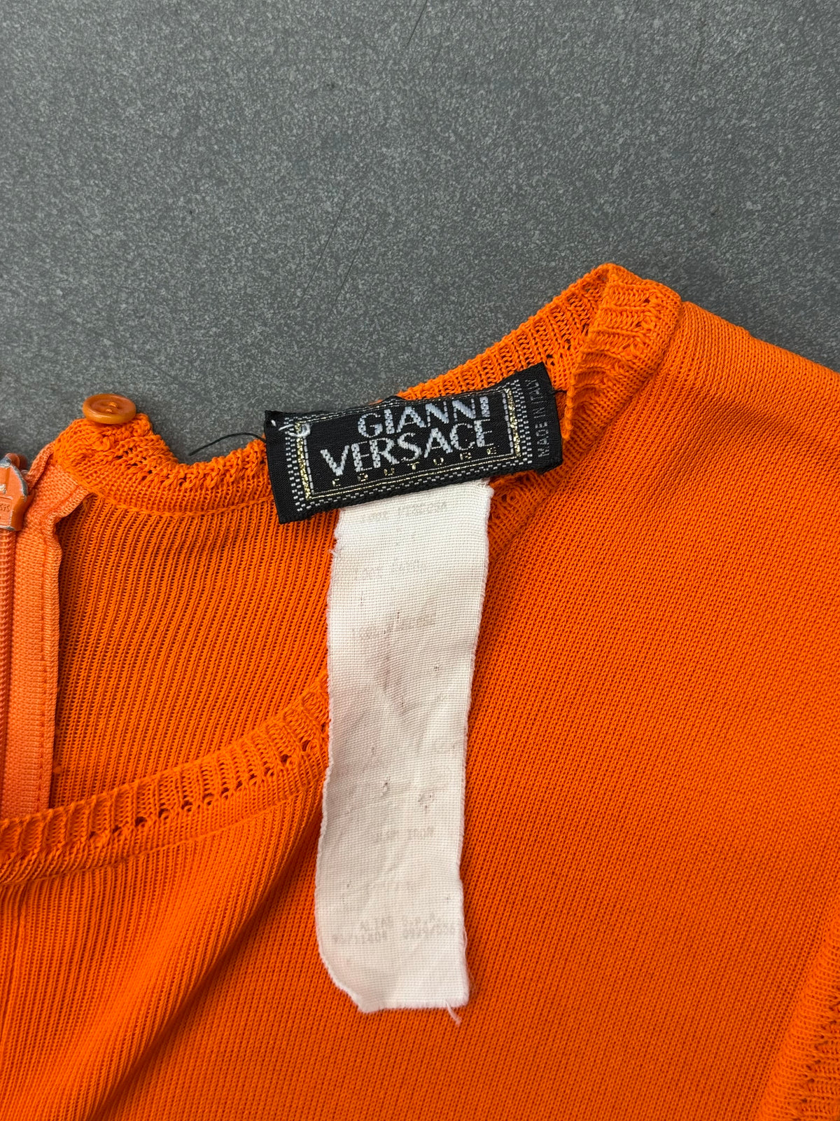 SS96 GIANNI VERSACE COUTURE ORANGE RAYON DRESS
