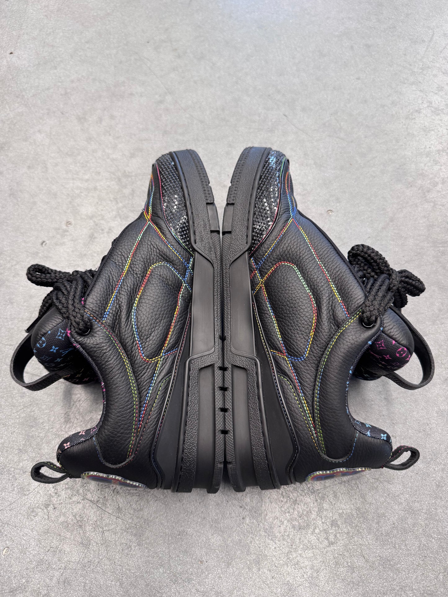 SIZE 10 LOUIS VUITTON RAINBOW/BLACK SKATE SNEAKER (PRE-OWNED WITH NO BOX)