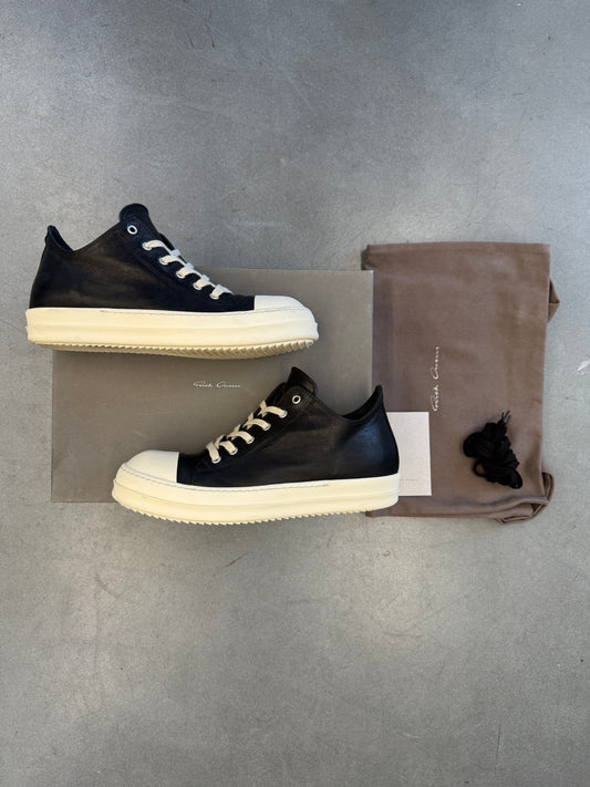 SIZE 42 RICK OWENS HOLLYWOOD LOW BLACK MILK (PRE-OWNED WITH BOX)