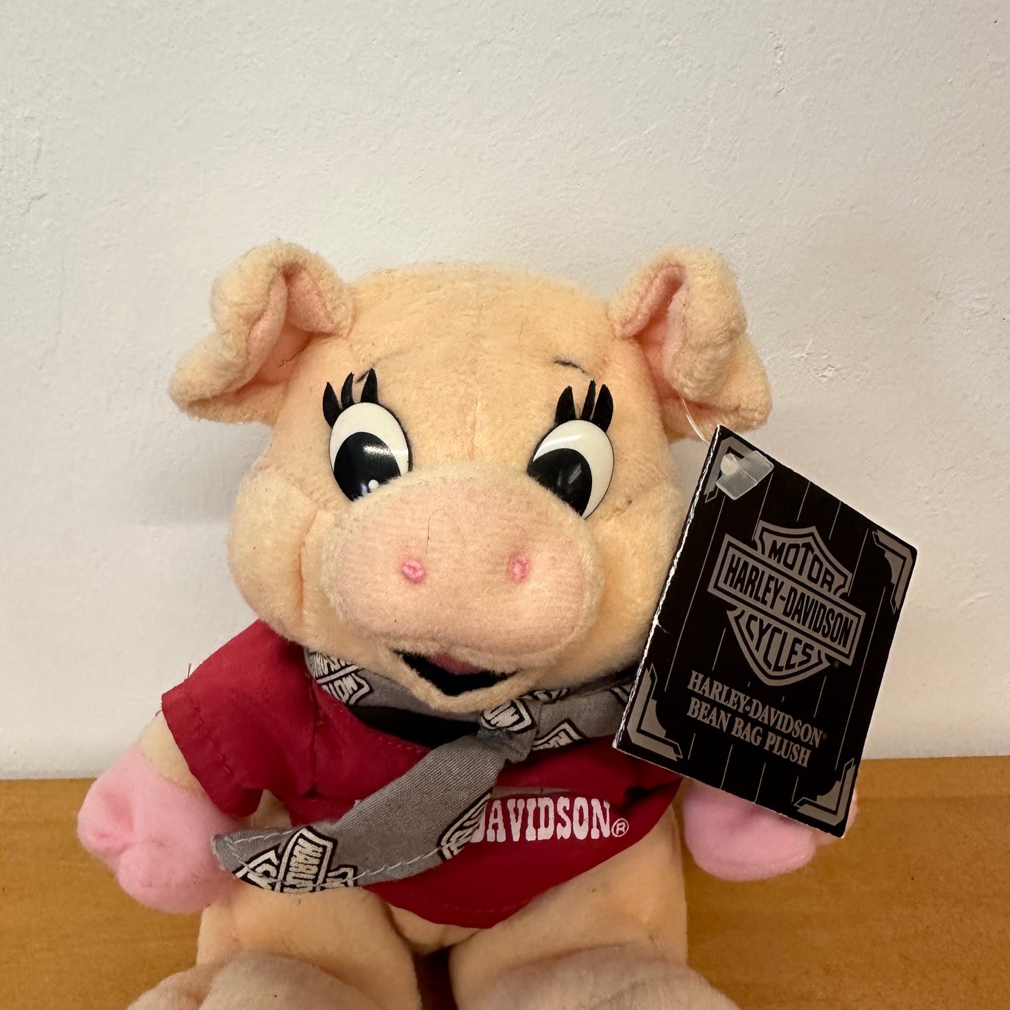 6” VINTAGE HARLEY-DAVIDSON MINI PIG PLUSH RED SHIRT NWT