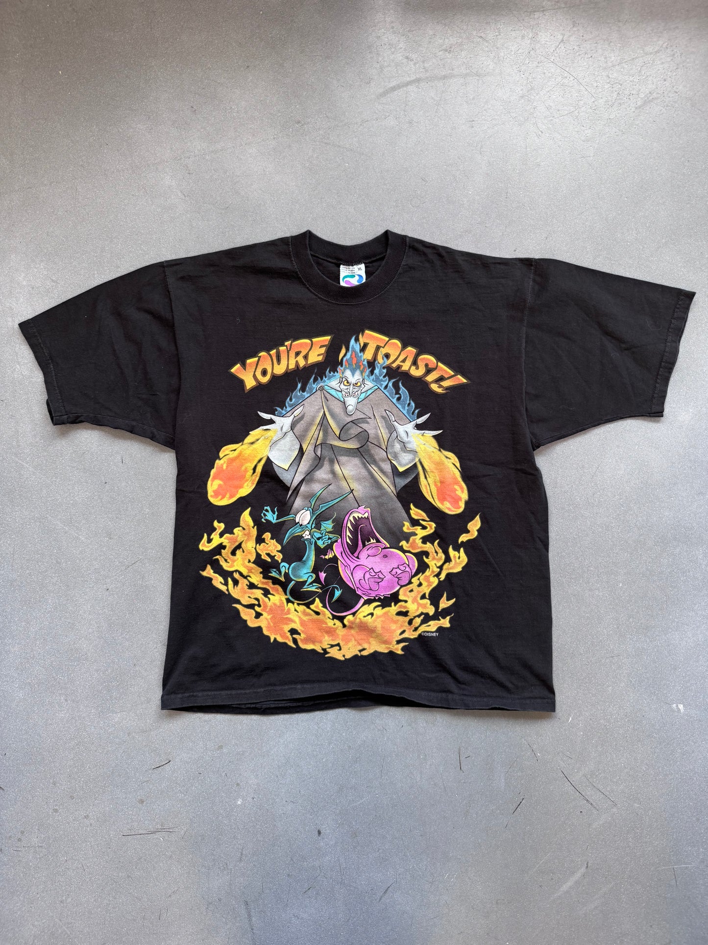 90'S DISNEY VILLIANS HADES HERCULES "YOU'RE TOAST!" TEE (LIQUID BLUE TAG)