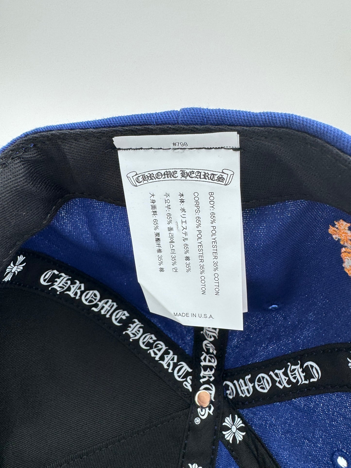 CHROME HEARTS BASEBALL 5 PANEL CAP CH HAT - BLUE/ORANGE (NEW)