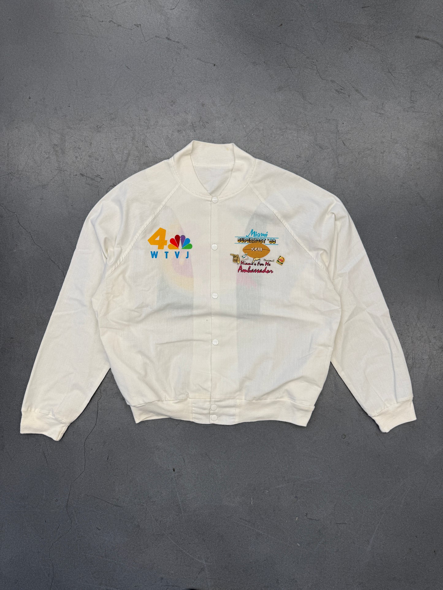 1989 NFL SUPER BOWL XXIII MIAMI SUPERHOST FLORIDA LOTTERY PINNED JACKET
