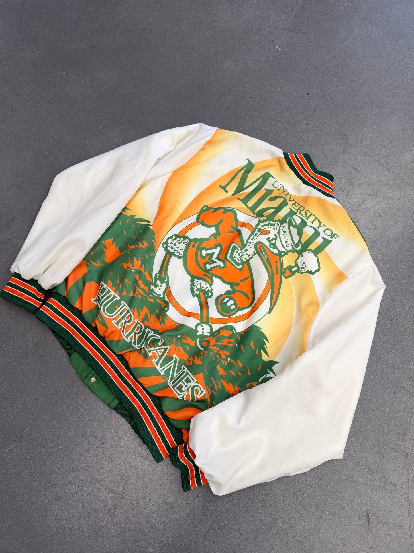 90S UNIVERSITY OF MIAMI HURRICANES FANIMATION CHALK LINE JACKET