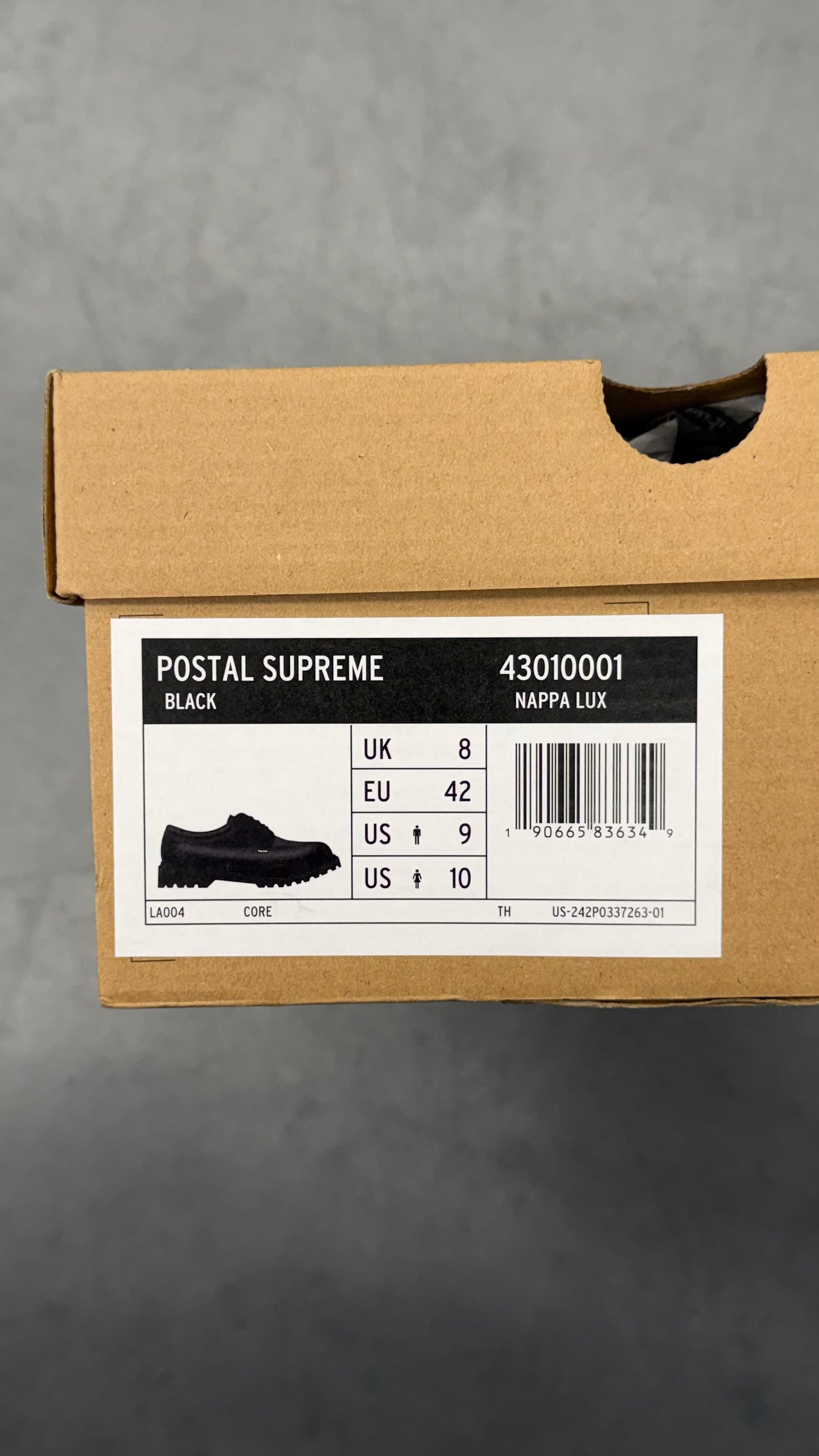 SS26 SUPREME DR. MARTENS POSTAL 4-EYE SHOE
