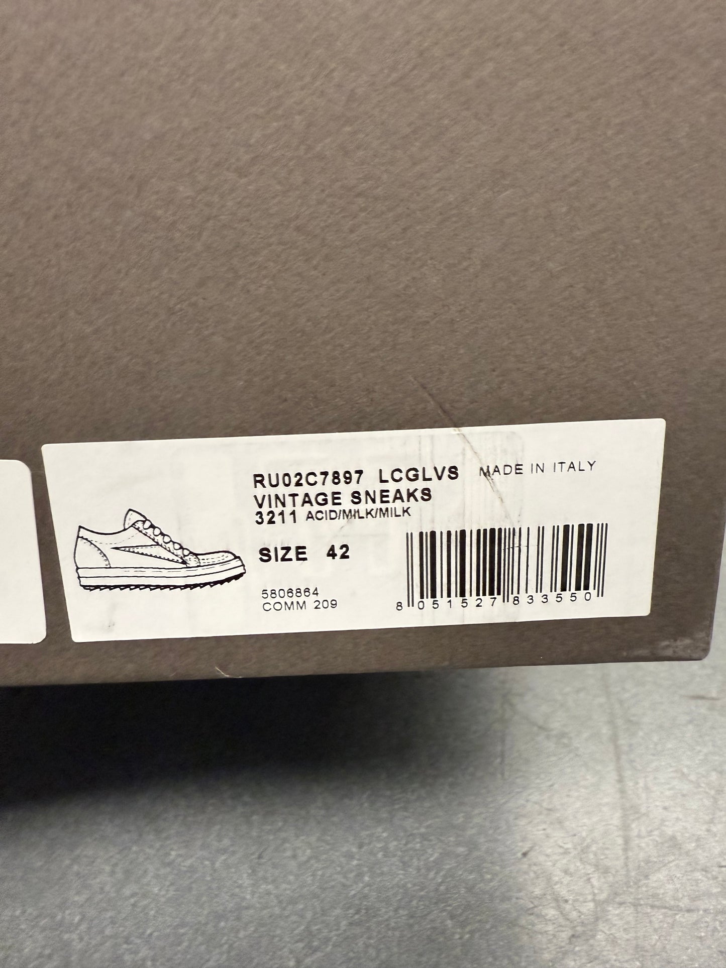 RICK OWENS VINTAGE SNEAKER - ACID/MILK