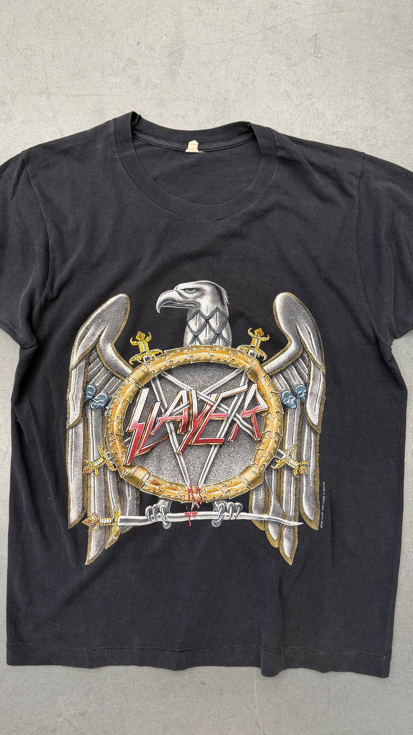 1990 SLAYER EAGLE ON SWORD EUROPEAN CAMPAIGN TEE