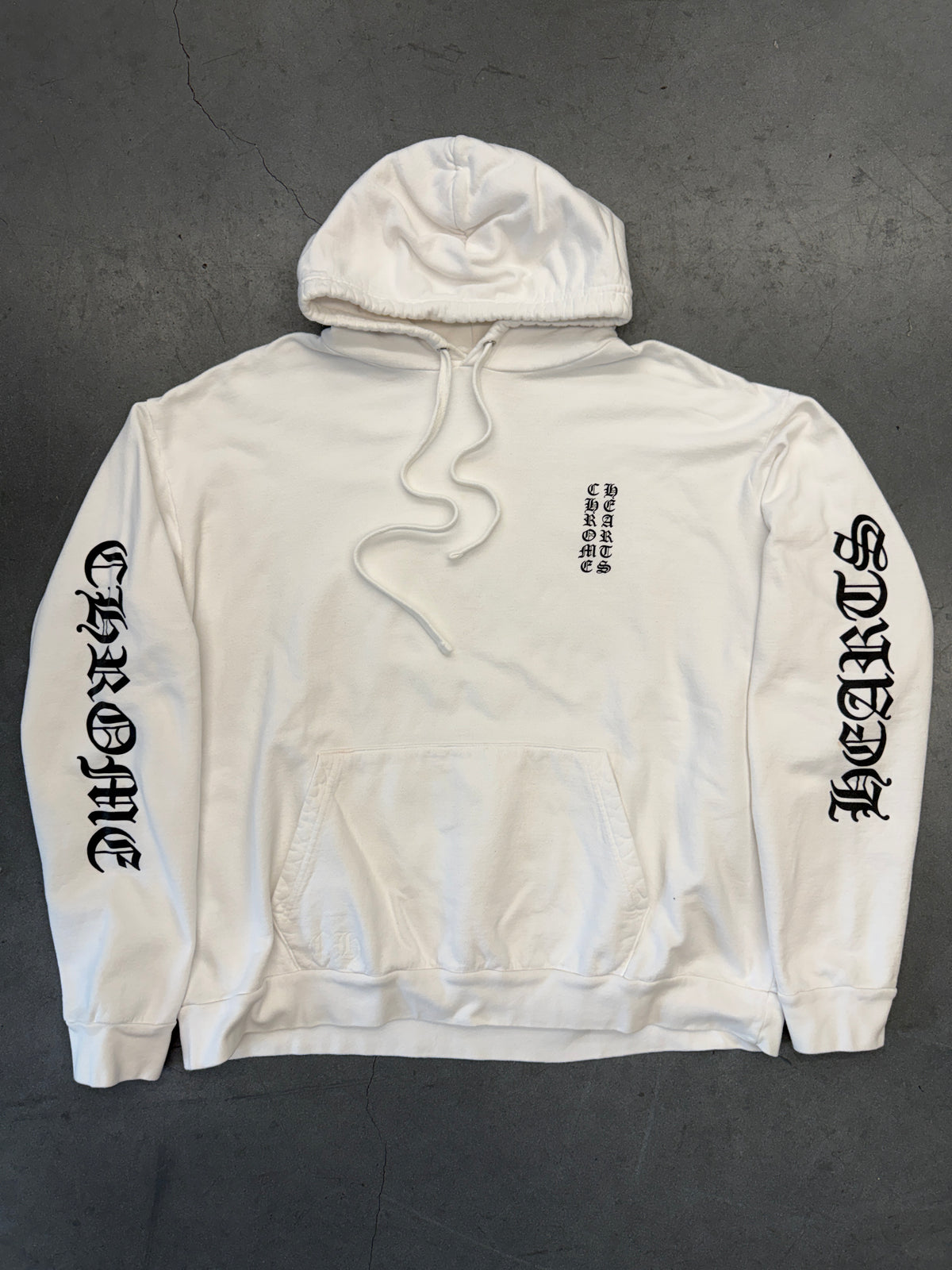 CHROME HEARTS VERTICAL LOGO PULLOVER HOODIE - WHITE/BLACK