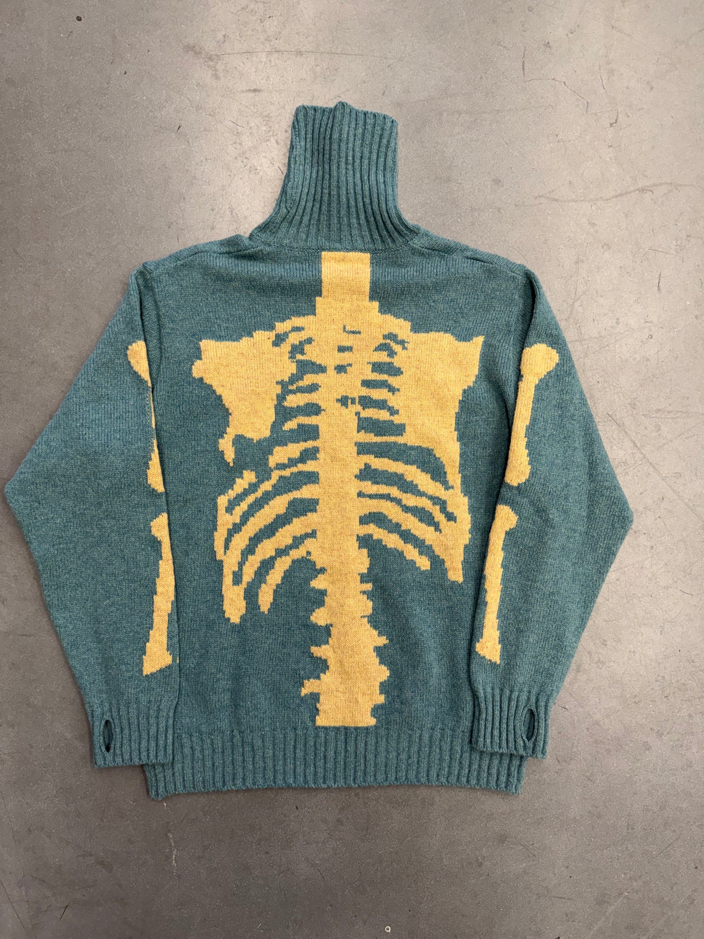 KAPITAL 5G BONE KNIT HIGH NECK SWEATER BLUE