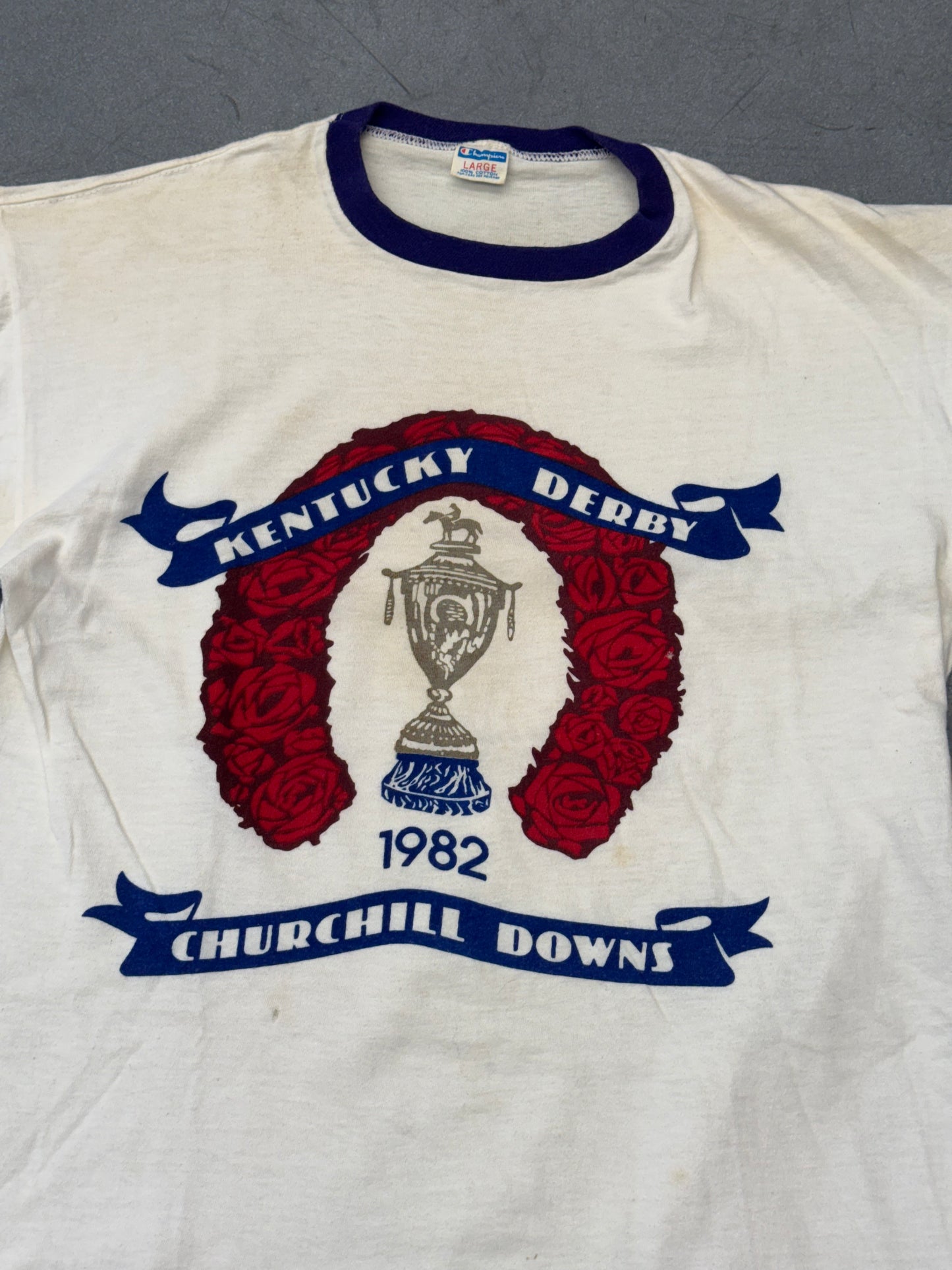 1982 KENTUCKY DERBY CHURCHILL DOWNS RINGER TEE (CHAMPION TAG)