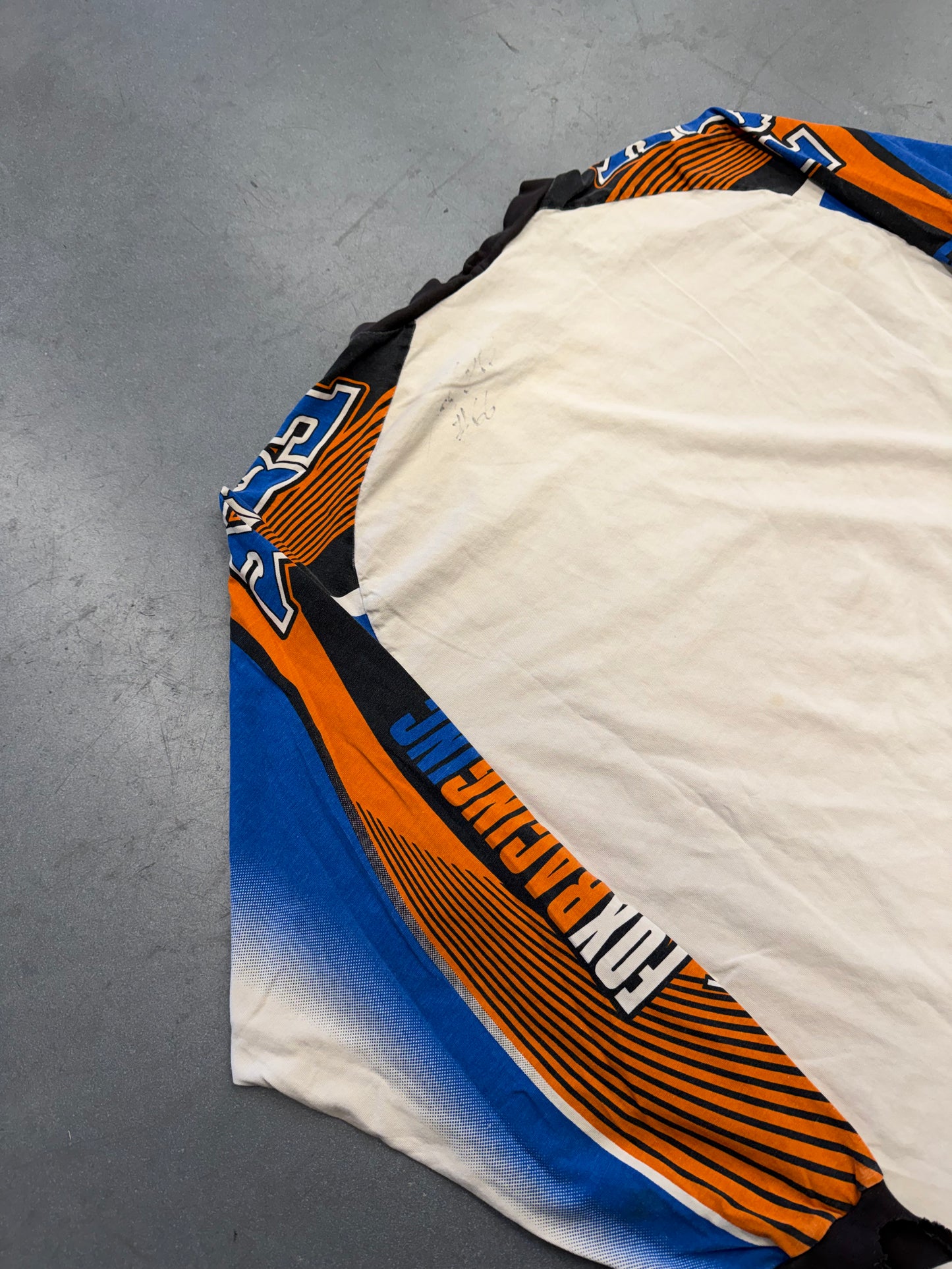 90'S FOX RACING LS MOTOCROSS RACING SHIRT- BLACK/ORANGE/BLUE