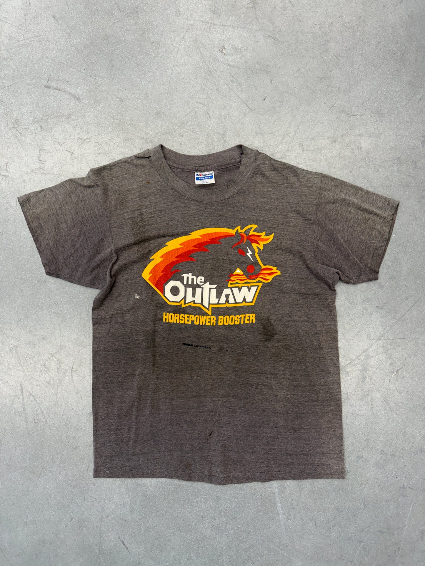 VINTAGE THE OUTLAW HORSEPOWER BOOSTER FADED TEE (HANES TAG)