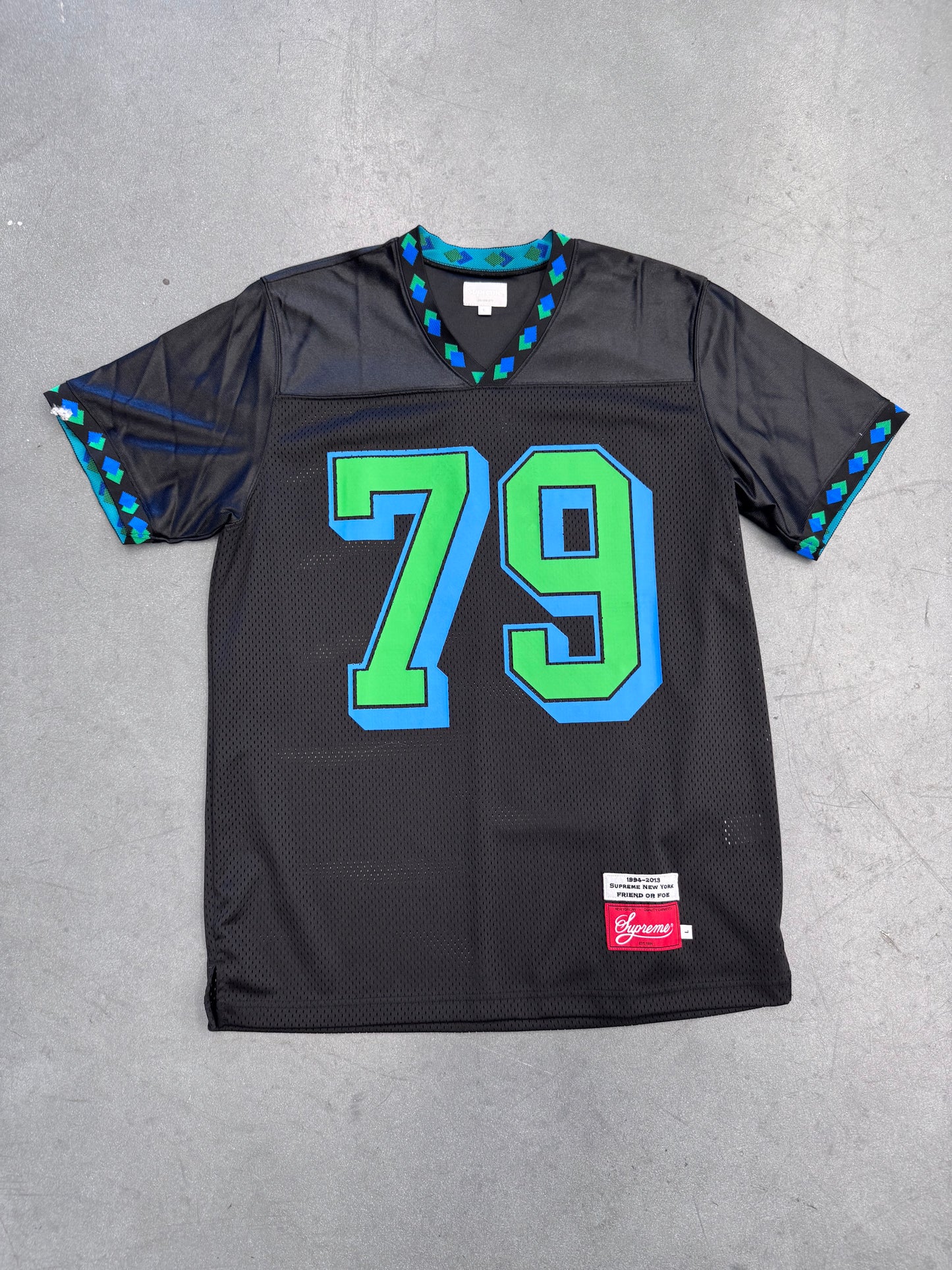 FW13 SUPREME DIAMOND RIB FRIEND OR FOE FOOTBALL JERSEY BLACK