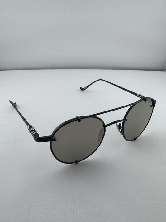 CHROME HEARTS ORALGAMI DOUBLE BRIDGE BLACK METAL SUNGLASSES (PRE-OWNED WITH CASE)