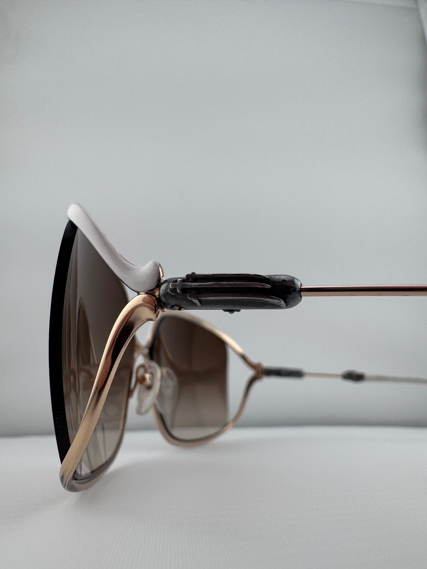 CHROME HEARTS BUTTFLUX SUNGLASSES (SILVER + LEATHER HANDLES)