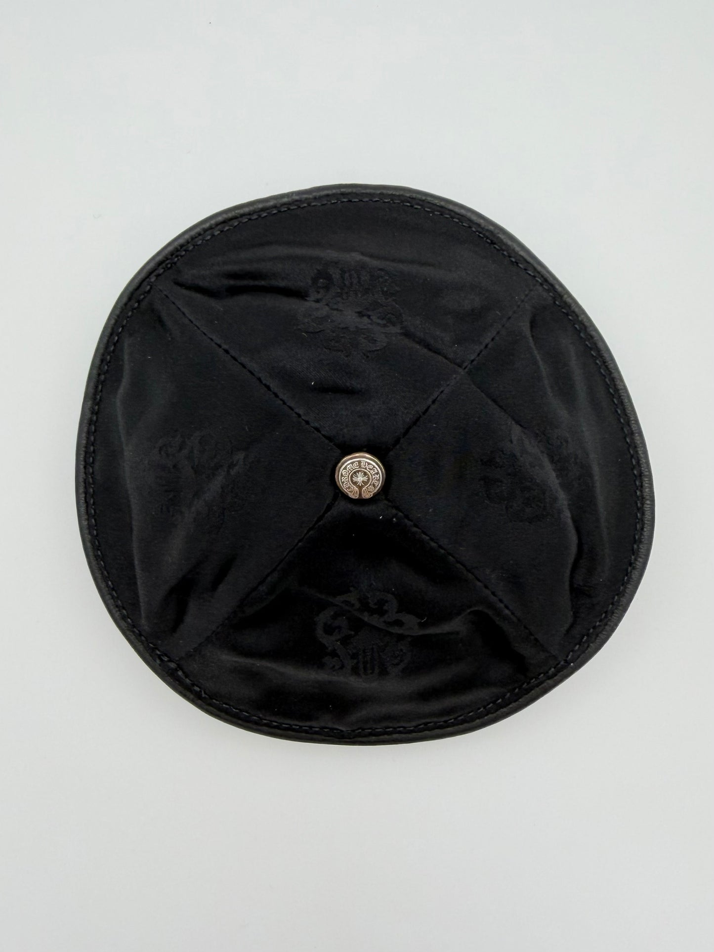 CHROME HEARTS LEATHER SILK-LINED YAMAKA WITH SILVER FLEUR BUTTON