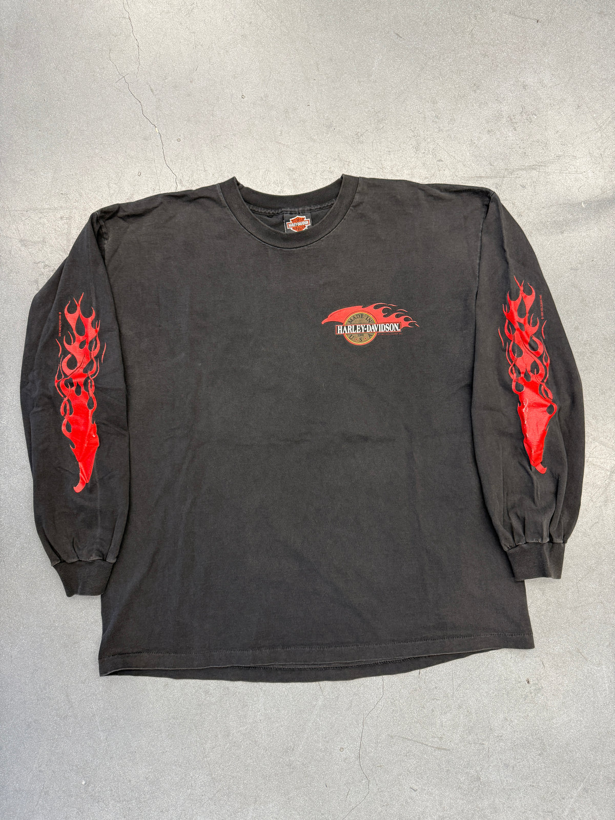 1993 HARLEY-DAVIDSON BROTHERS III POMPANO BEACH FL EAGLE FLAME LONG SLEEVE TEE