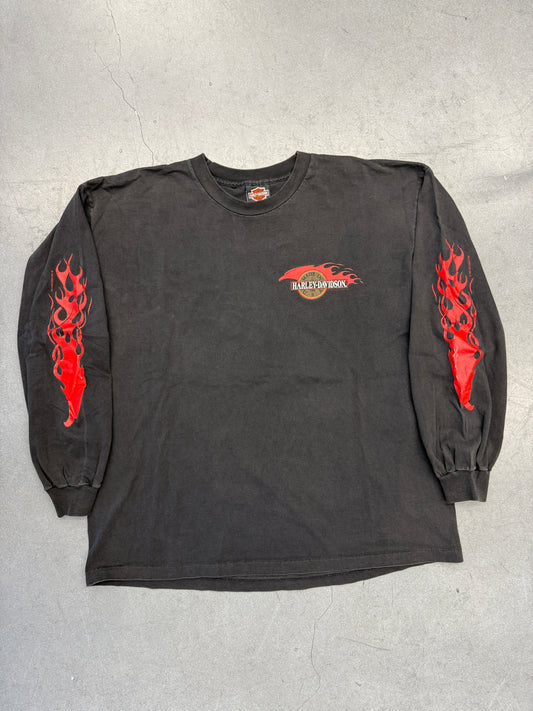 1993 HARLEY-DAVIDSON BROTHERS III POMPANO BEACH FL EAGLE FLAME LONG SLEEVE TEE
