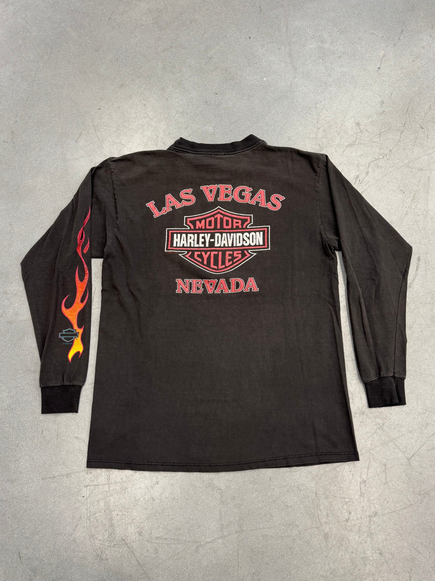 1998 HARLEY-DAVIDSON LAS VEGAS NEVADA FLAME LS TEE (PULLED TAG)