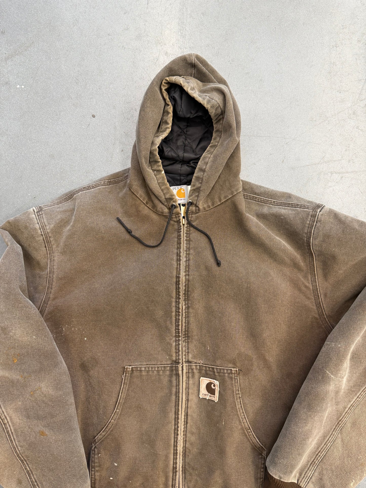 80'S CARHARTT INSULATED CANVAS HOODIE - GREEN (J06CHT 2XL)