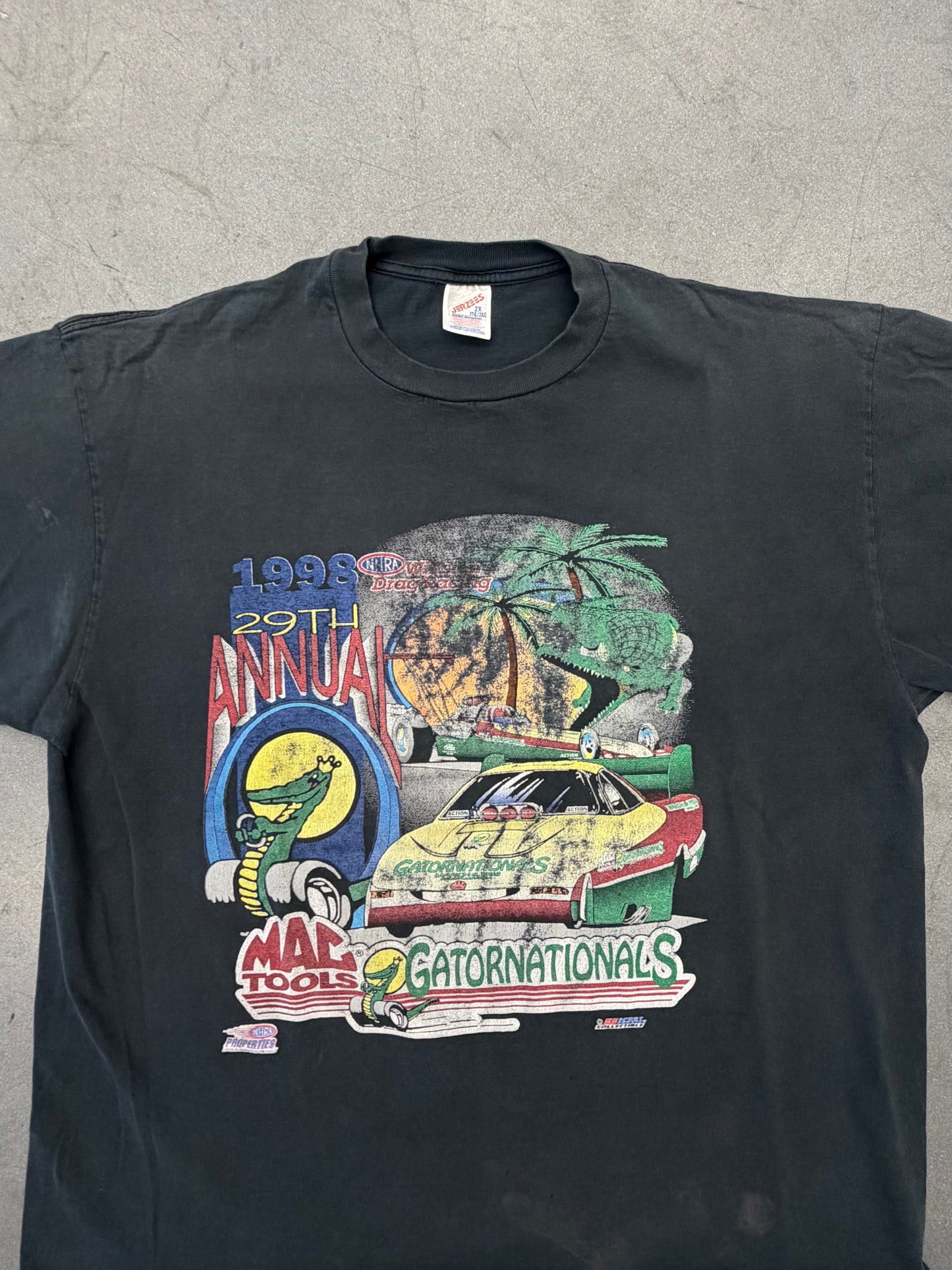1998 NHRA WINSTON DRAG RACING 29TH ANNUAL MAC TOOLS GATORNATIONALS TEE (JERZEES TAG)