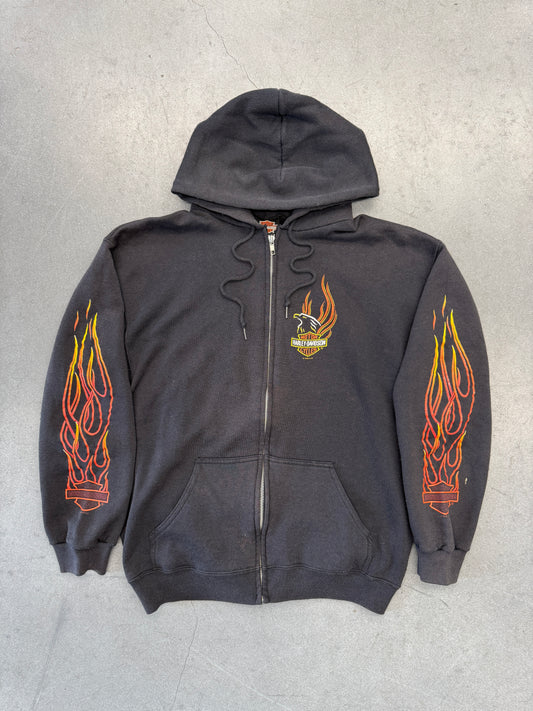 1995 HARLEY-DAVIDSON FLAME SLEEVE ZIP-UP HOODIE EASTERN RIVERHEAD, LONG ISLAND, NEW YORK