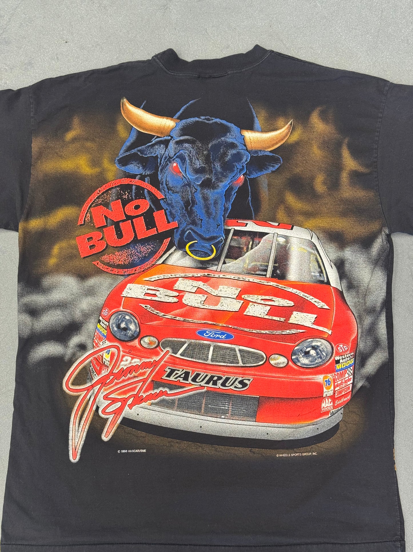 1998 NASCAR JIMMY SPENCER "NO BULL" AOP TEE (CHASE TAG)