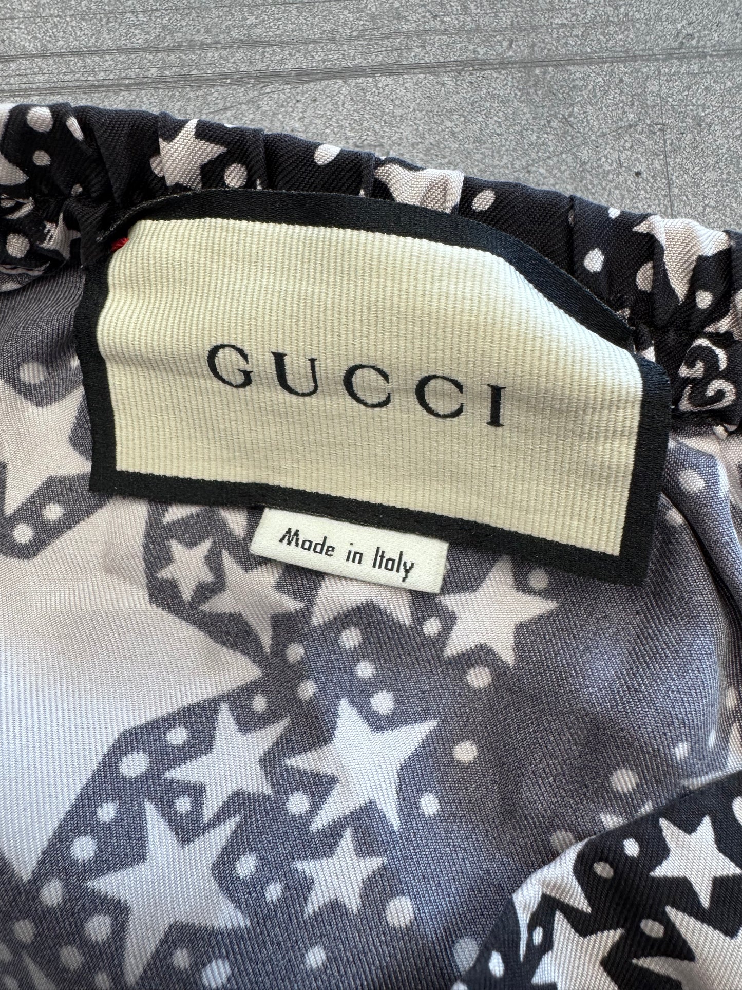 GUCCI BLACK GG MONOGRAM AND STARS SILK SHORTS