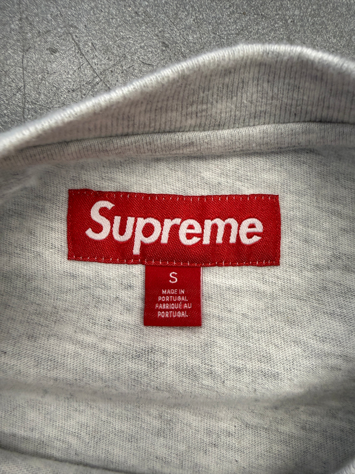 SUPREME SMALL BOX LOGO LONG SLEEVE TEE - HEATHER GREY