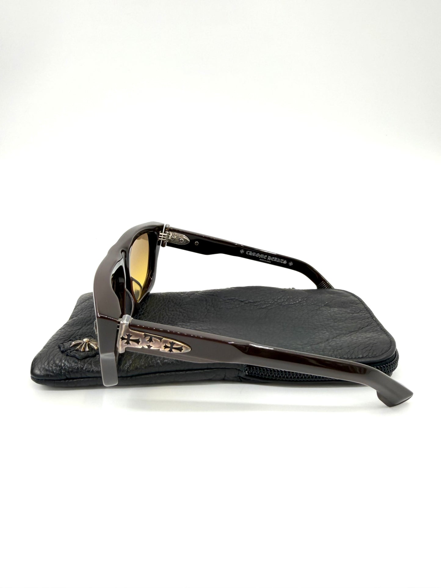 CHROME HEARTS CHARISMADICK SUNGLASSES - BROWN/SILVER (W/ SILVER PLUS CASE)