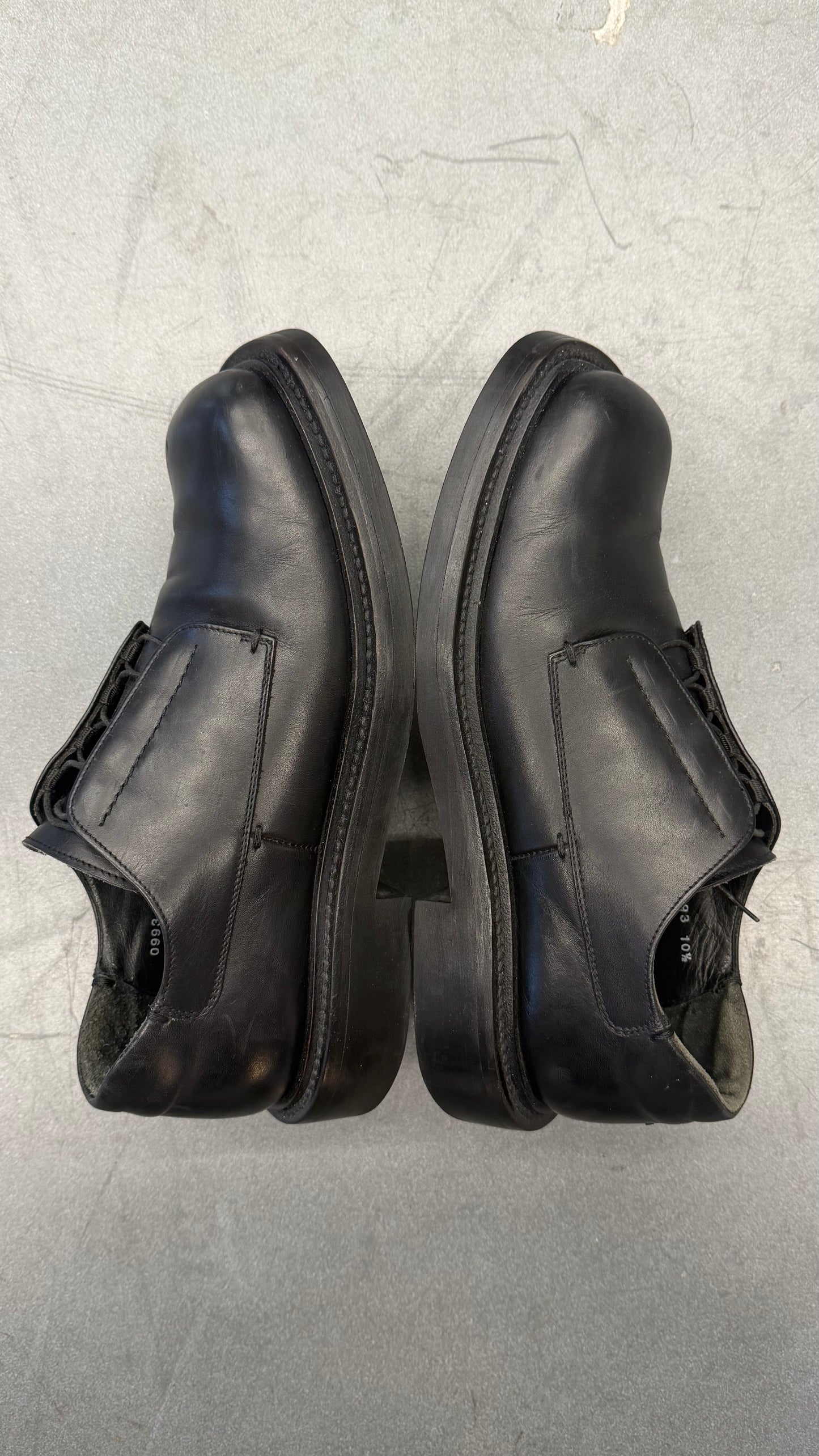 PRADA LEATHER OXFORD LACE UP LOAFERS (NO BOX)