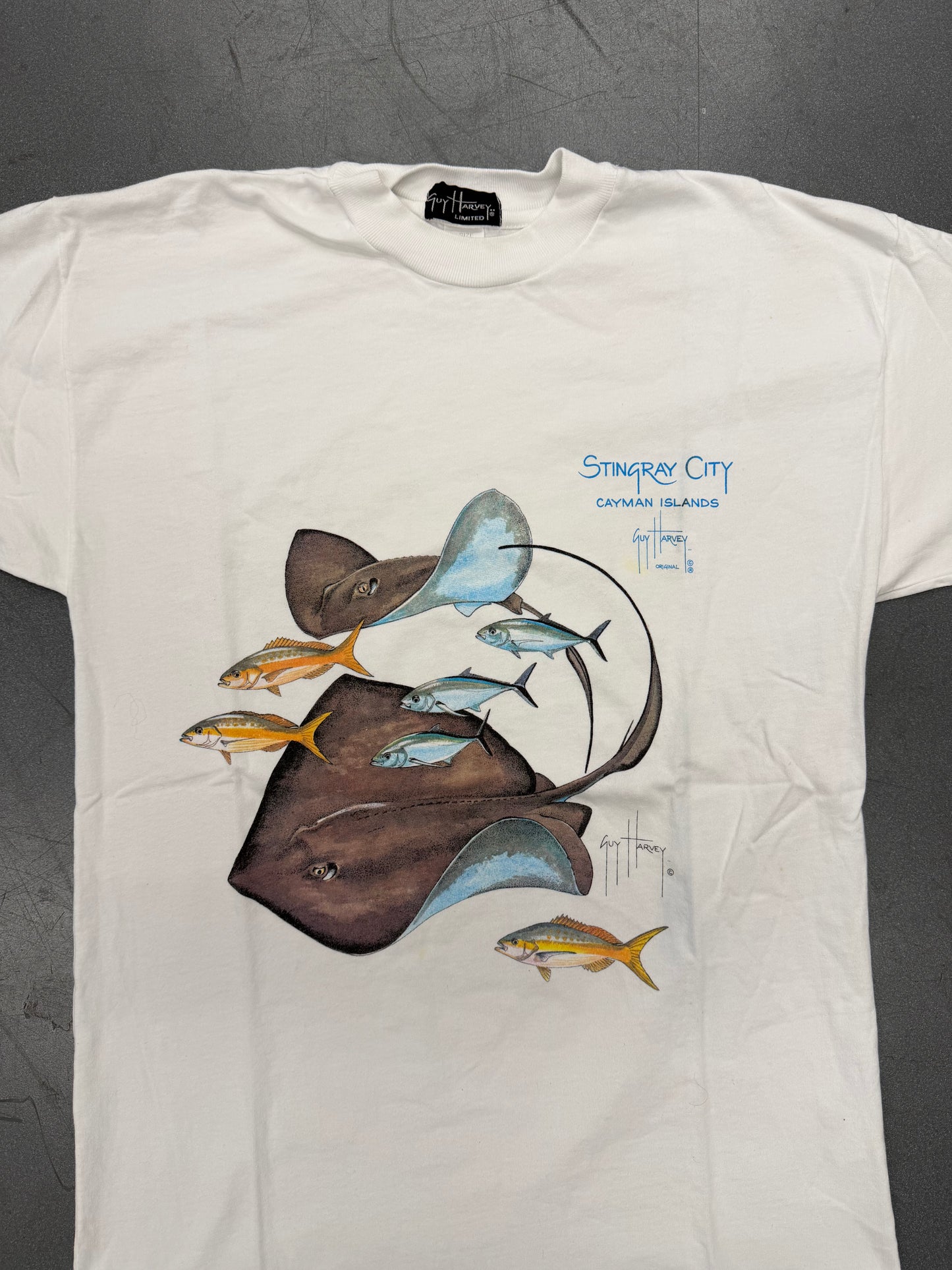 90'S GUY HARVEY STINGRAY CITY CAYMAN ISLANDS TEE (GUY HARVEY LIMITED TAG)