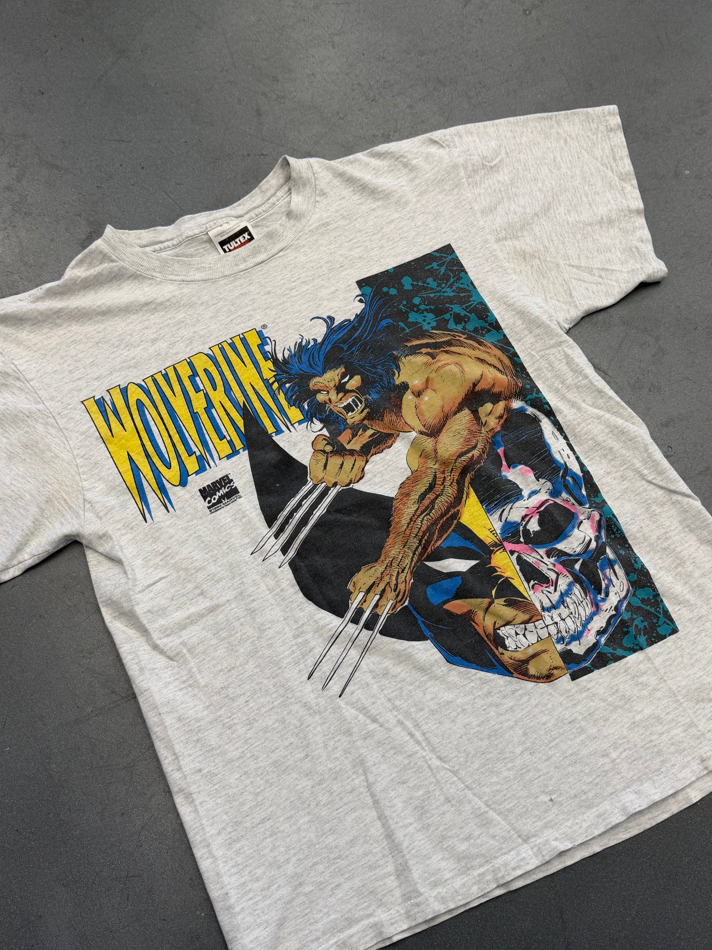 1994 MARVEL COMICS WOLVERINE SPLIT SKULL FACE TEE (TULTEX COTTON TAG)