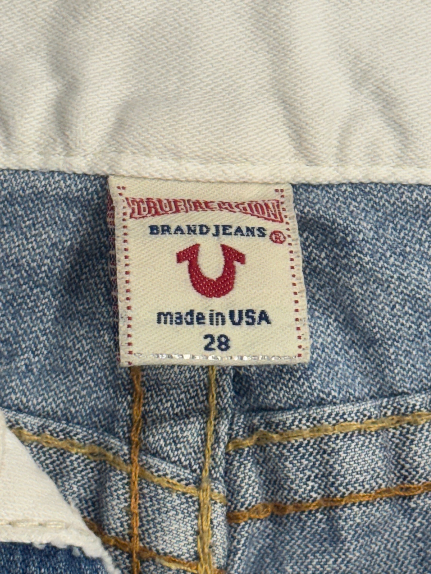 Y2K TRUE RELIGION PATCHWORK FLARED JEANS