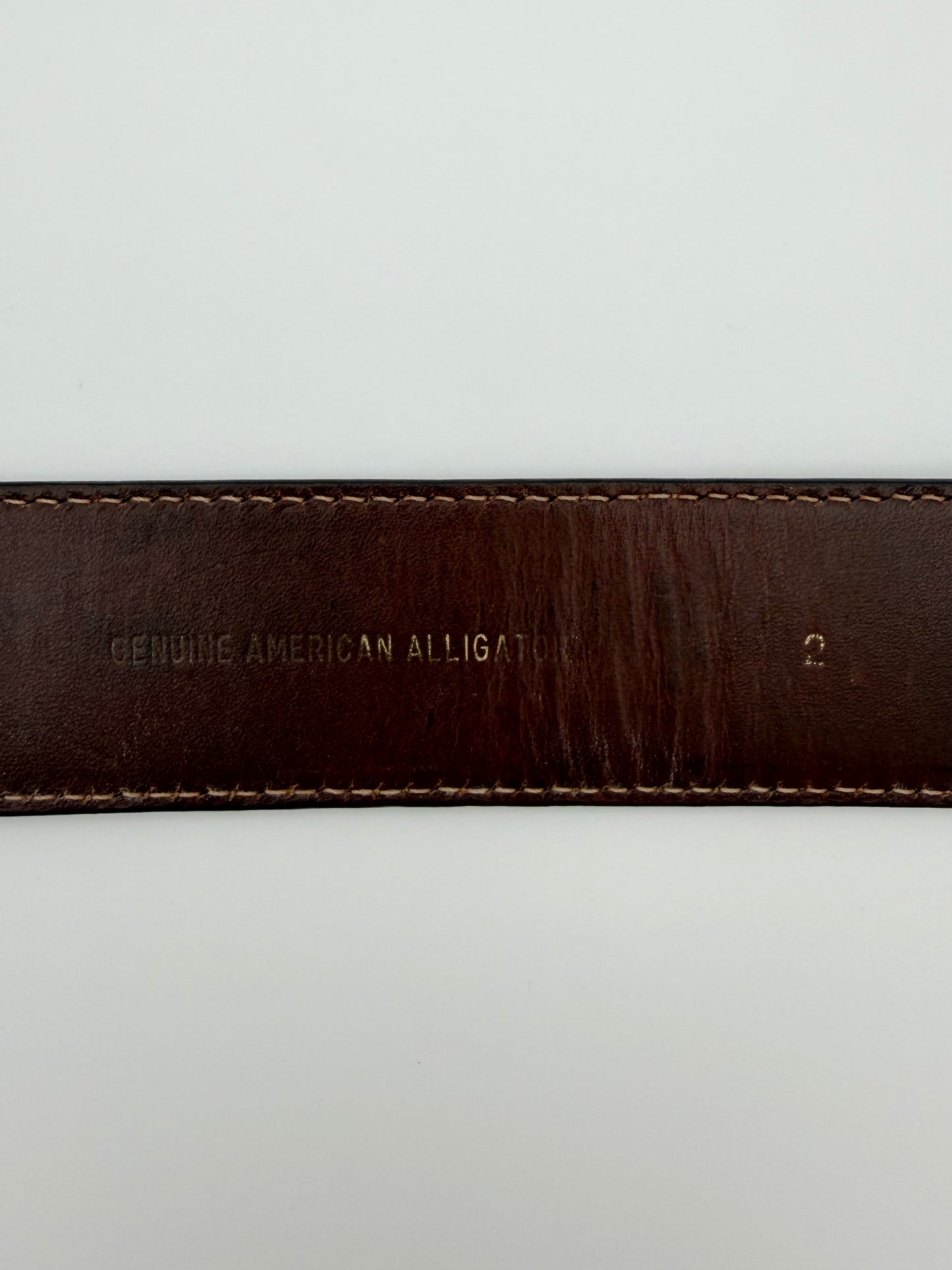 1985 BARRY KIESELSTEIN-CORD GENUINE AMERICAN ALLIGATOR BELT WITH ART BRONZE BUCKLE