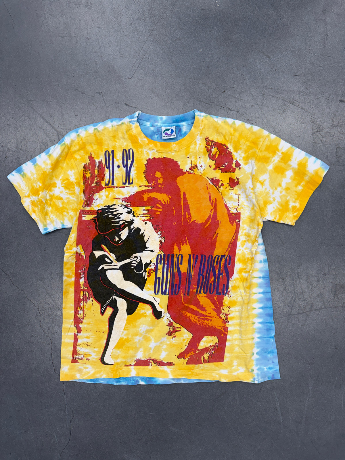 91-92 GUNS N ROSES ILLUSION TOUR TIE-DYE TEE (LIQUID BLUE TAG)