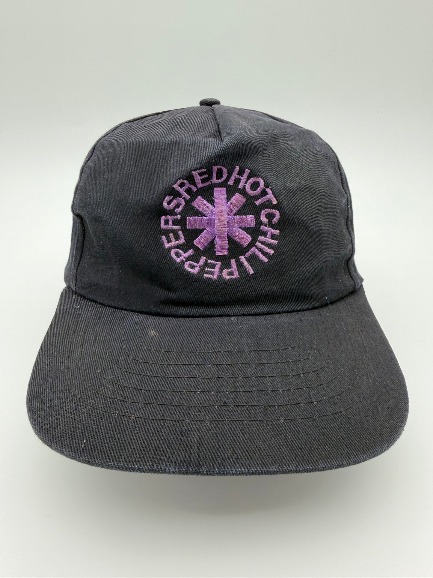 90S RED HOT CHILI PEPPERS EMBROIDERED PURPLE LOGO SNAPBACK HAT (SPORTCAP TAG)