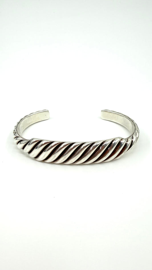 DAVID YURMAN SCULPTED CABLE CONTOUR SILVER CUFF BRACELET