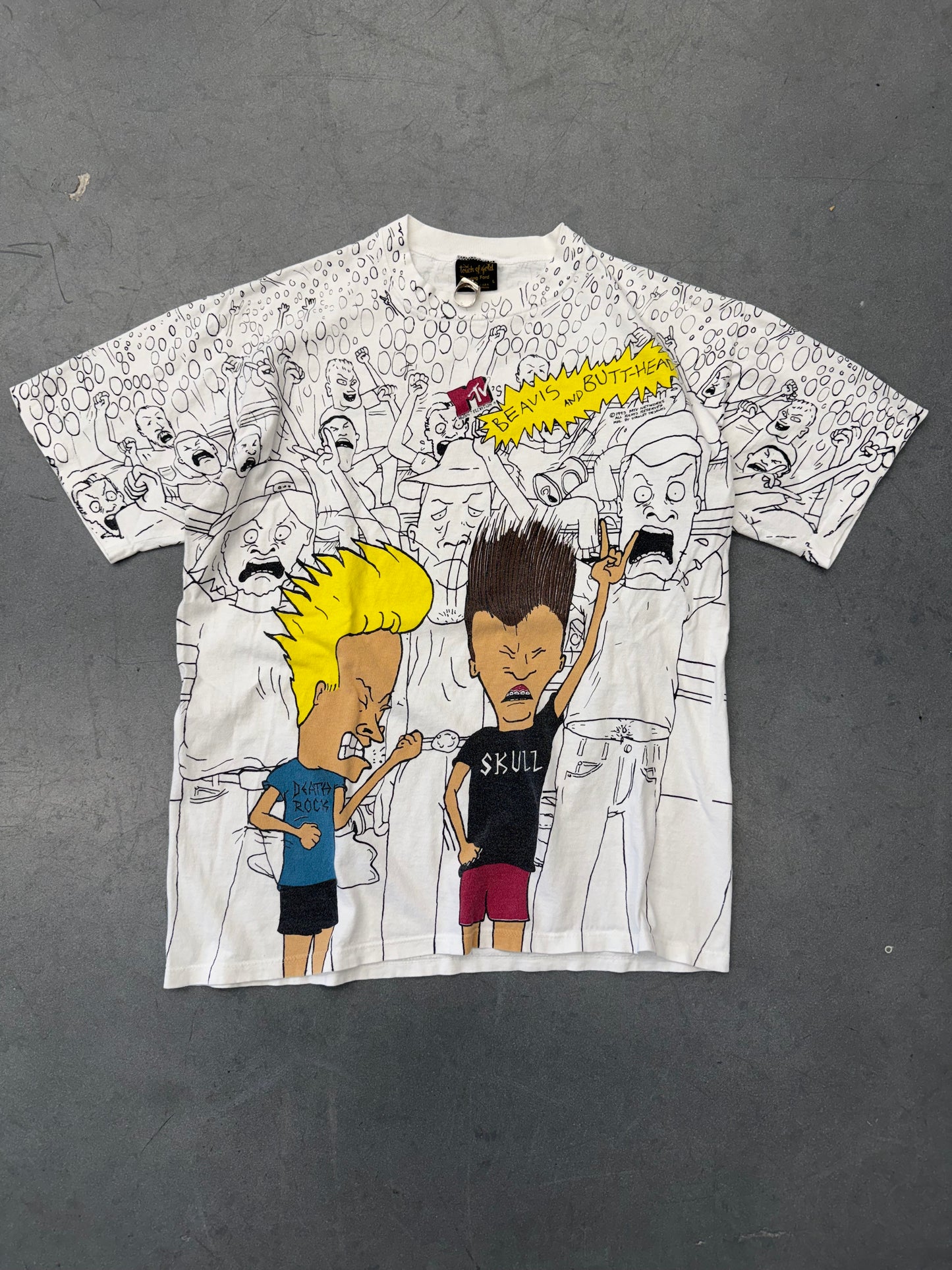 1993 BEAVIS AND BUTT-HEAD CONCERT AOP TEE (TOUCH OF GOLD TAG)