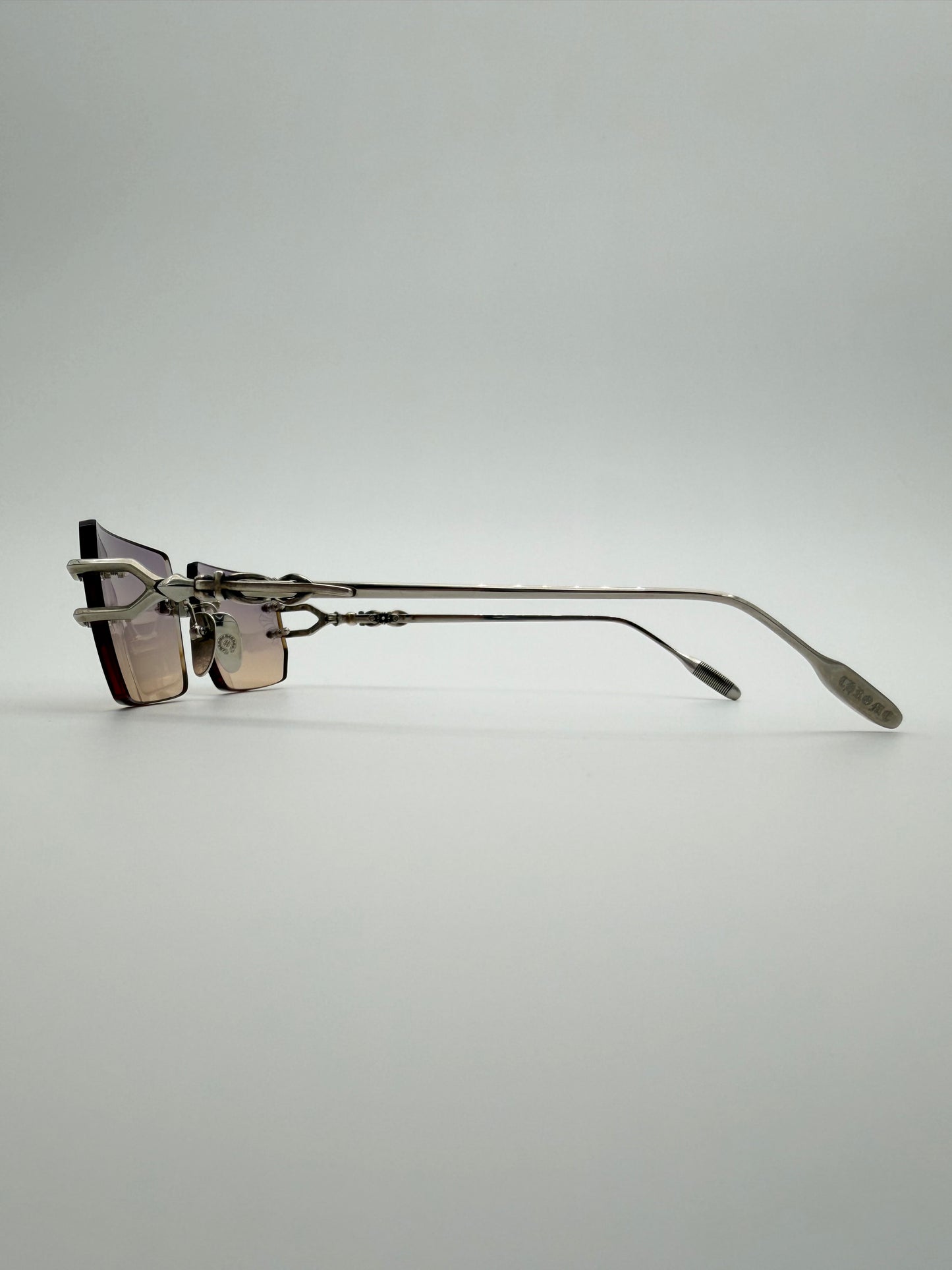 CHROME HEARTS LORDIE FRAMELESS PURPLE-LENS SUNGLASSES (WITH CASE AND CLOTH)