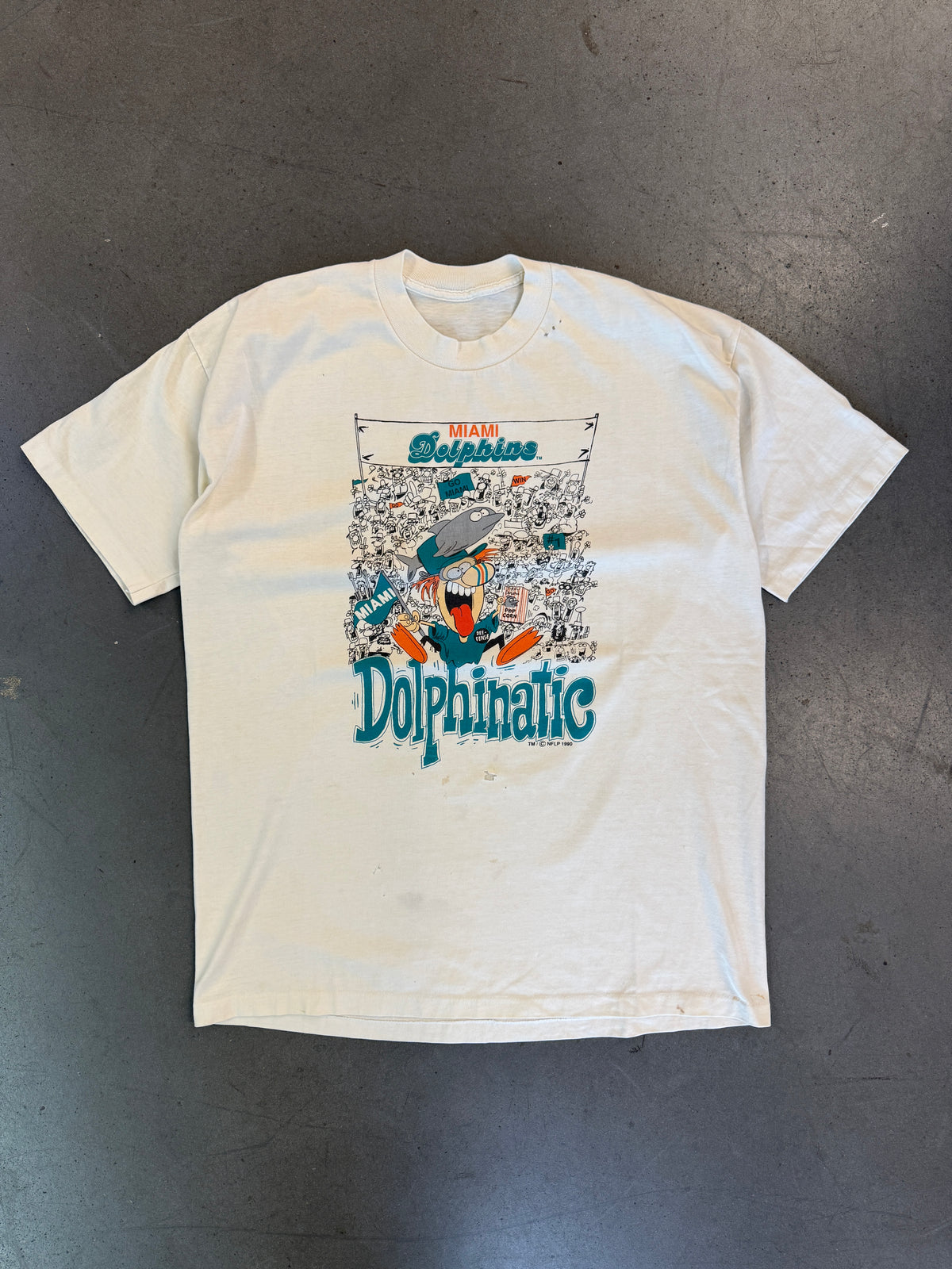 1990 MIAMI DOLPHINS DOLPHINATIC TEE (PULLED TAG)
