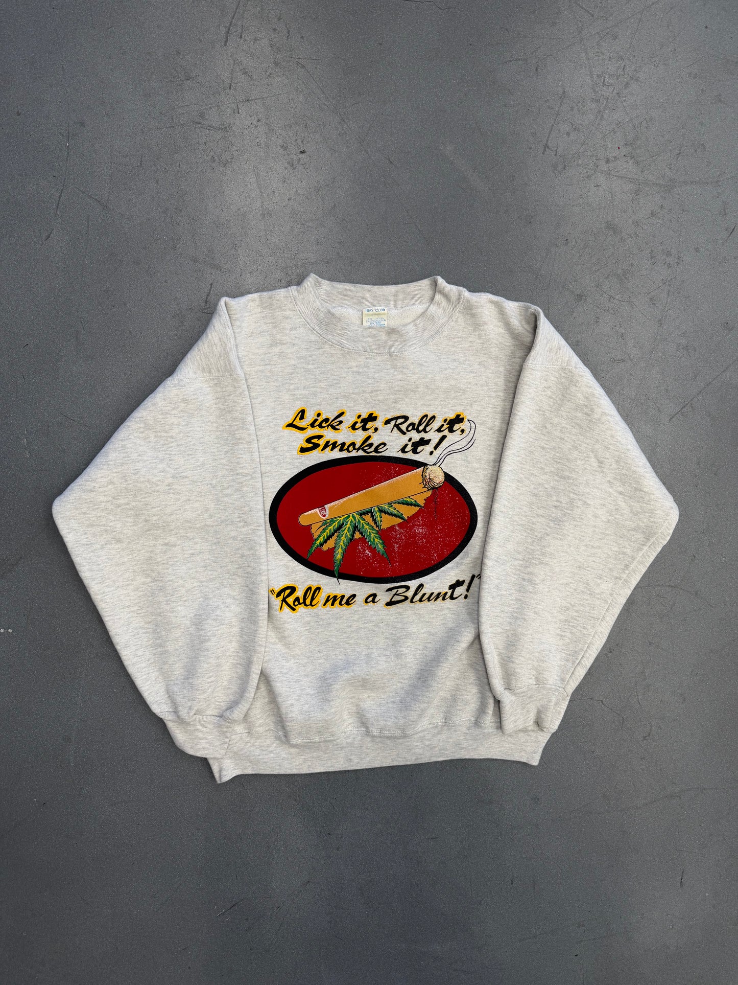 80S PHILLIES "LICK IT, ROLL IT, SMOKE IT!" BLUNT CREWNECK (BAY CLUB TAG)