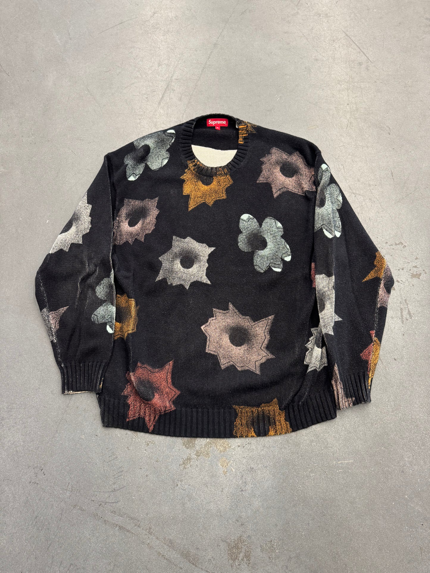 SS22 SUPREME X NATE LOWMAN KNIT BULLET HOLE SWEATER - BLACK