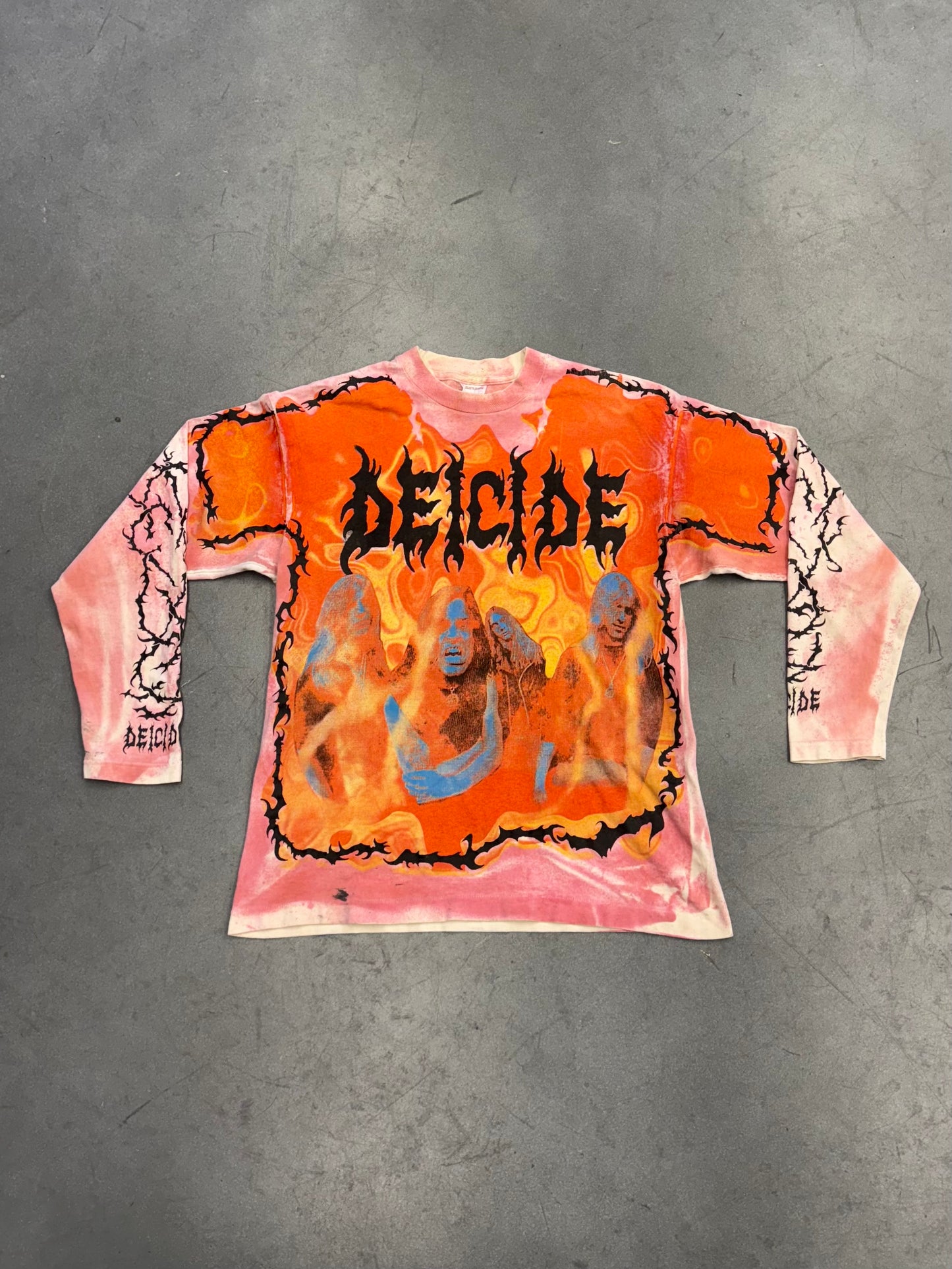 90S DEICIDE BOOTLEG FLAMING AOP LS TEE (SCREEN STARS TAG)