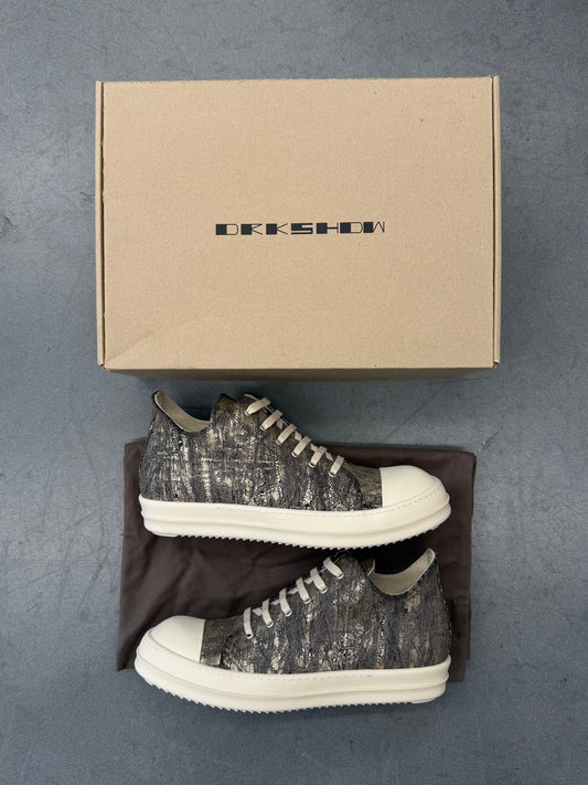 RICK OWENS DRKSHDW LOW-TOP  RAMONES SNEAKS - DARK GOLD