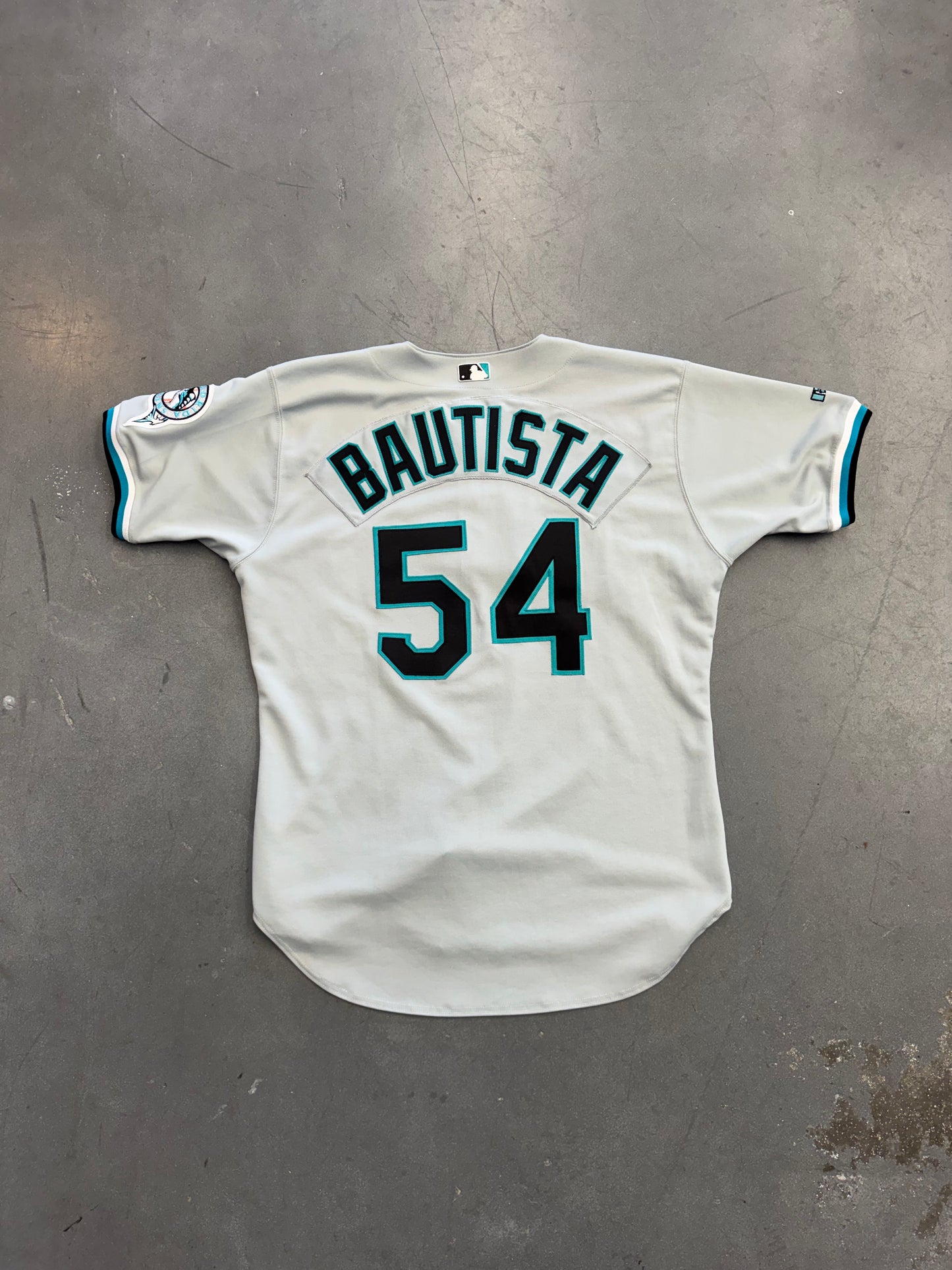 1999-2000 FLORIDA MARLINS DANNY BAUTISTA RUSSELL ATHLETIC DIAMOND COLLECTION BASEBALL JERSEY (46)