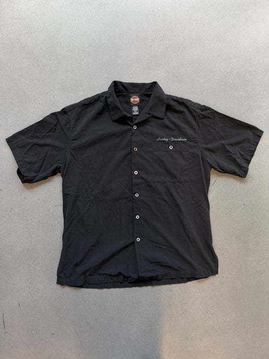 Y2K HARLEY-DAVIDSON LAS VEGAS, NEVADA EMBROIDERED SILK BUTTON UP SHIRT